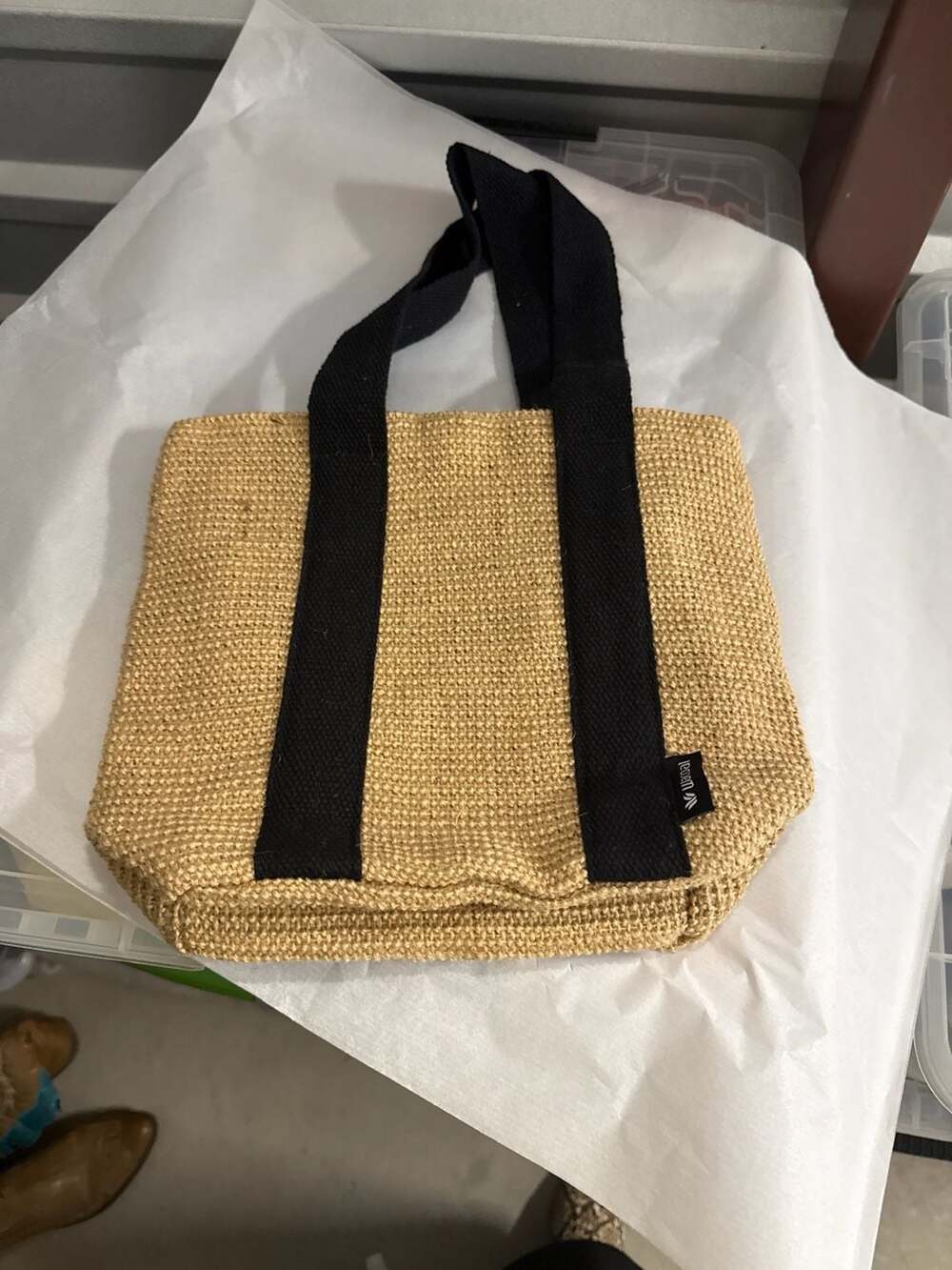 Wacoal Jute and Recycled Cotton Woven Tote Bag with Pouch 11"x10"
